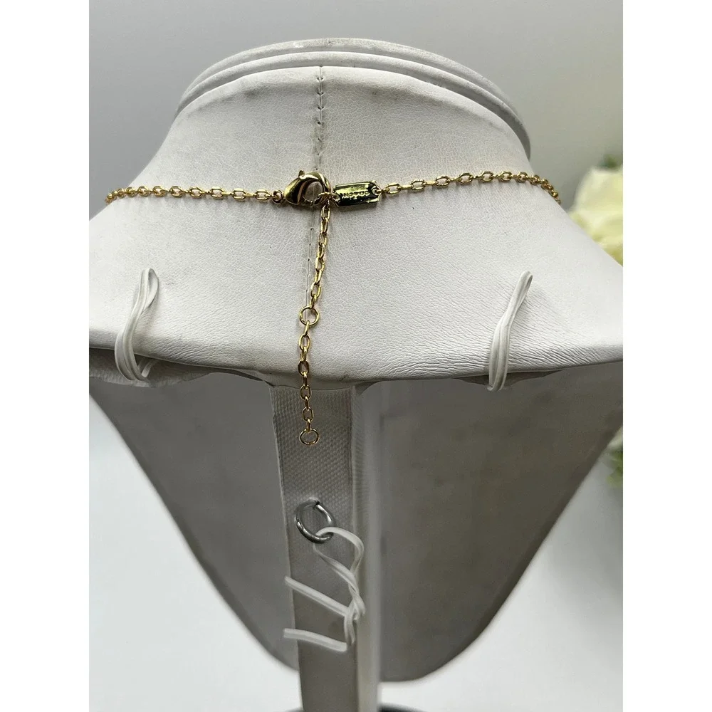 Coach Pegged Signature Interlocking Open Enamel Circle Link Gold Plated Necklace